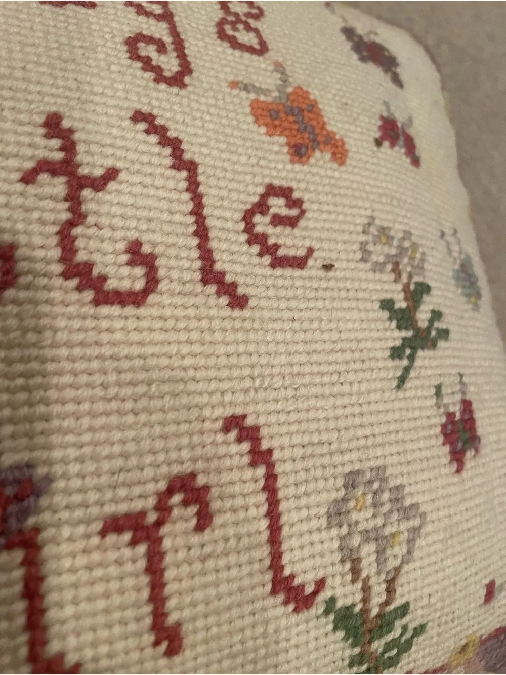 Daddy's Little Girl Needlepoint Pillow - Pink & Cream